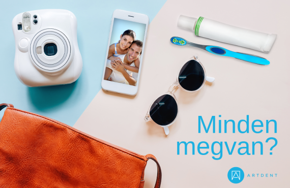 a képen egy szemüveg, fogkefe, fogkrém, artdent logo található