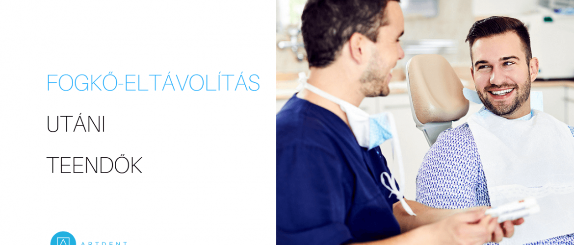 Dr. Varajti Artúr fogorvos és szájsebész a fogkőeltávolítás utáni teendőket mondja el a páciensnek.