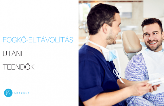 Dr. Varajti Artúr fogorvos és szájsebész a fogkőeltávolítás utáni teendőket mondja el a páciensnek.